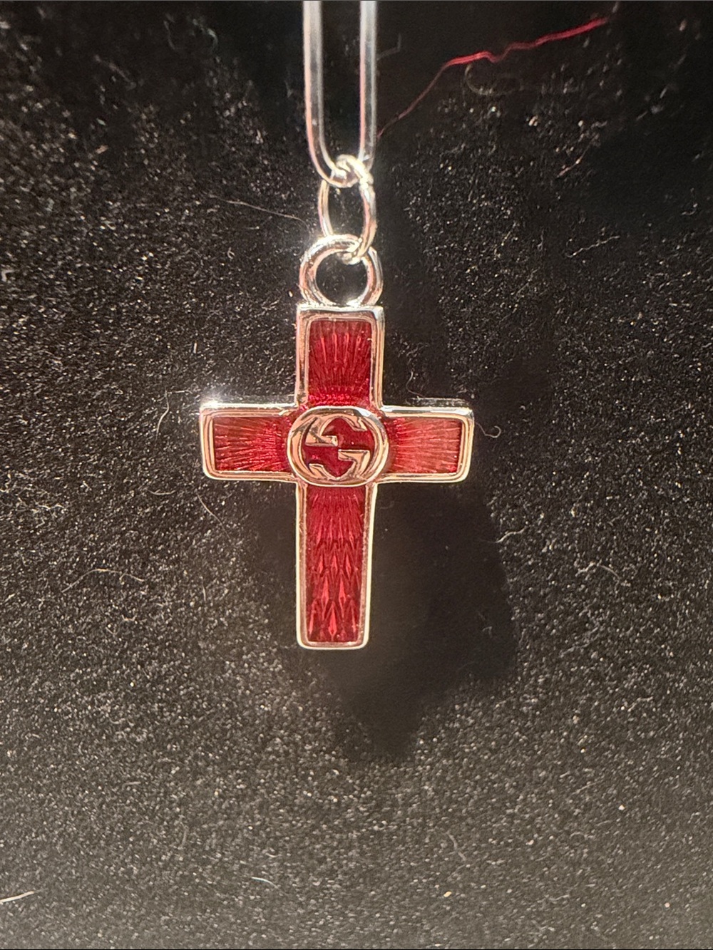 Inspired Silver-Tone Paperclip Chain Necklace with Red Cross Pendant - Picture 3 of 4